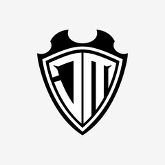 J M initials monogram logo shield designs a modern