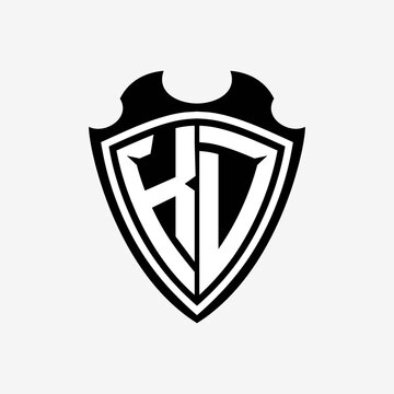 K D initials monogram logo shield designs a modern