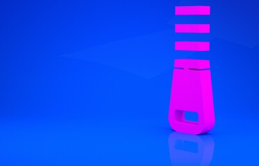 Pink Zipper icon isolated on blue background. Minimalism concept. 3d illustration. 3D render.