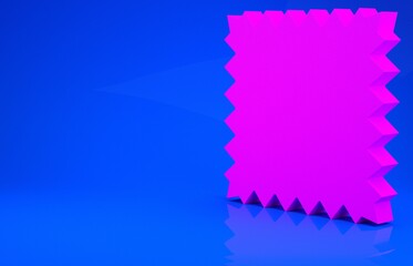 Pink Leather icon isolated on blue background. Minimalism concept. 3d illustration. 3D render.