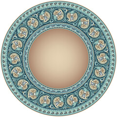 Vector abstract ornamental nature ethnic round frame