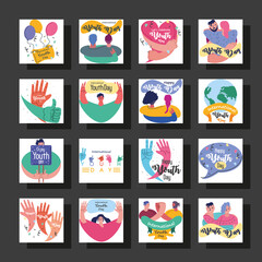 set of symbol of international youth day celebration