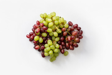 white and red grapes on white background
