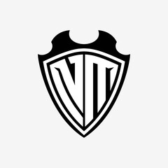 N M initials monogram logo shield designs a modern