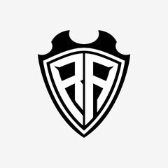 R A initials monogram logo shield designs a modern