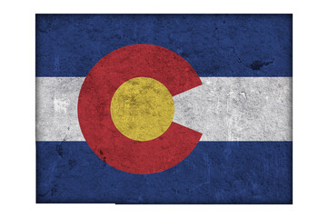 Karte und Fahne von Colorado auf verwittertem Beton