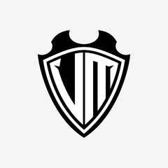 V M initials monogram logo shield designs a modern