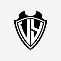 V Y initials monogram logo shield designs a modern