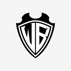 W B initials monogram logo shield designs a modern