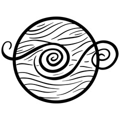 Cartoon Illustration of An Imaginary Plant in Space for Logo or Icon