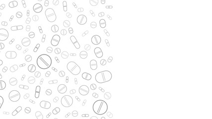 Tablets on white.Vector illustration. Covid-19. Pandemic. Pills. Coronavirus. Seamless. Copy space