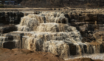 China - Shanxi Province 2005 : View Of The Hukou Waterfall Scenic Area In China