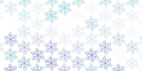 Light blue vector doodle texture with flowers.