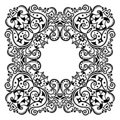 Floral hand drawn vintage border. Frame design.