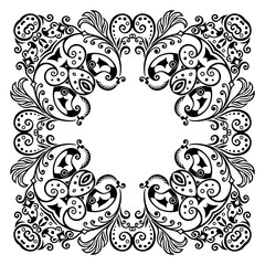 Floral hand drawn vintage border. Frame design.