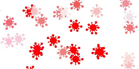 Fototapeta na wymiar Light red vector backdrop with virus symbols.