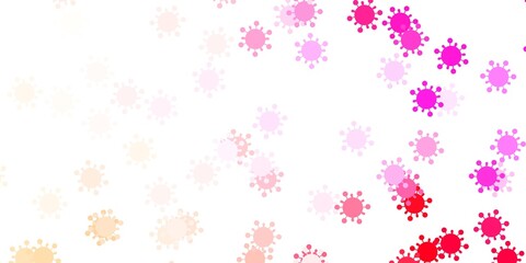 Light pink, yellow vector background with covid-19 symbols.