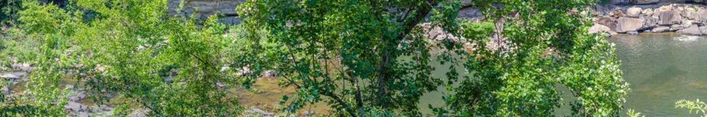 panoramic view of water flowing in Little River Canyon National Preserve, Alabama, USA