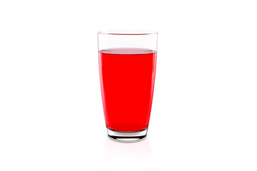 Glass of water and water is red with isolated on white background with clipping path.