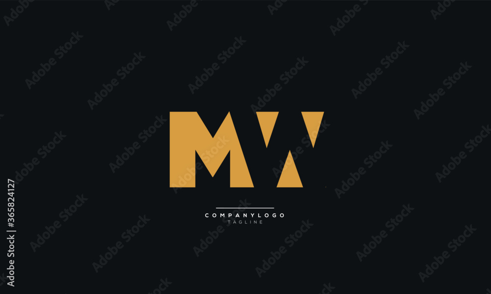 Wall mural mw letter logo alphabet design icon vector symbol