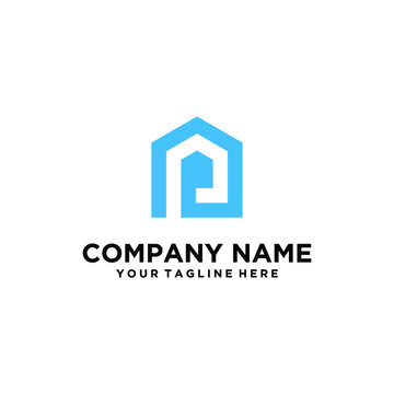 p logo home. Letter p building architecture logo flat. Real Estate logo