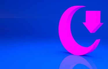 Pink Moon icon isolated on blue background. Minimalism concept. 3d illustration. 3D render..