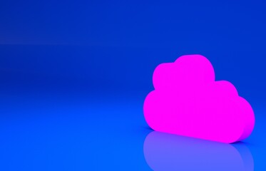 Pink Cloud icon isolated on blue background. Minimalism concept. 3d illustration. 3D render..