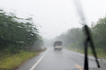 Water clinging on the glass