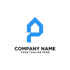 p logo home. Letter p building architecture logo flat. Real Estate logo