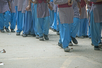 Fototapeta na wymiar Group of Girls dressed in a school uniform 
