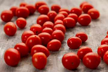 cherry tomatoes on a wooden table
