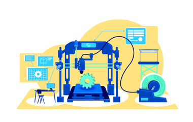 Automatization of production flat concept vector illustration