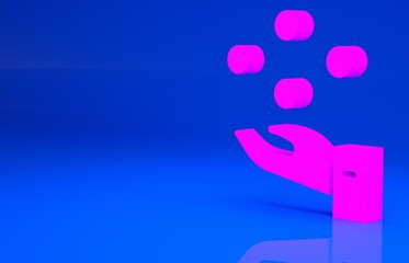 Pink Juggling ball icon isolated on blue background. Minimalism concept. 3d illustration. 3D render..