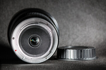 Professional fisheye lens on black background for amateurs