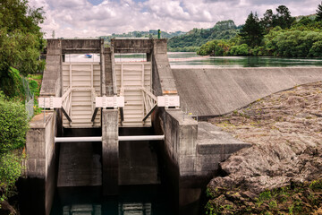 Fototapeta na wymiar Hydroelectric dam of Waikato River, New Zealand