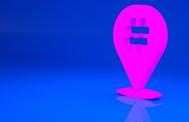 Pink Protest icon isolated on blue background. Meeting, protester, picket, speech, banner, protest placard, petition, leader, leaflet. Minimalism concept 3d illustration 3D render