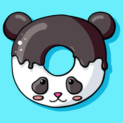 Glazed cute doughnut animal. Isolated donuts with glaze and bite, eaten chocolate icing fritters or caramel circle doughnuts