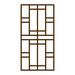 The traditional Window,door,wall,and fence on white background. Vector illustration