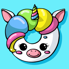 Glazed cute doughnut animal. Isolated donuts with glaze and bite, eaten chocolate icing fritters or caramel circle doughnuts