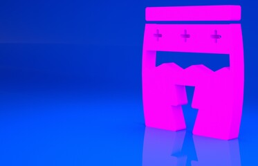 Fototapeta na wymiar Pink Musical instrument huehuetl icon isolated on blue background. Minimalism concept. 3d illustration. 3D render..