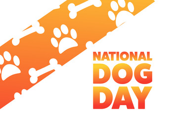 National Dog Day. August 26. Holiday concept. Template for background, banner, card, poster with text inscription. Vector EPS10 illustration.