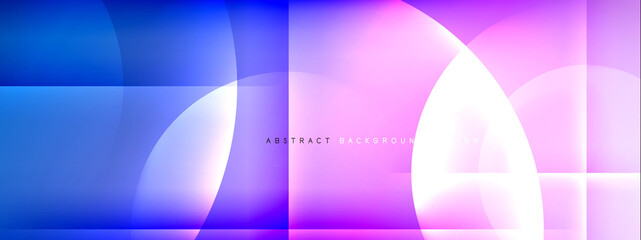 Vector abstract background - circle and cross on fluid gradient with shadows and light effects. Techno or business shiny design templates for text