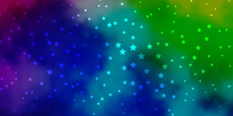 Dark Multicolor vector layout with bright stars. Colorful illustration with abstract gradient stars. Best design for your ad, poster, banner.