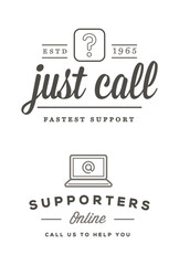 Set of Support Contact Center Service Elements and Assistance Support can be used as Logo or Icon. Vector.