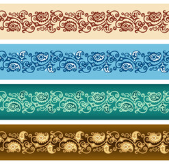 Abstract ethnic nature tile stripes set