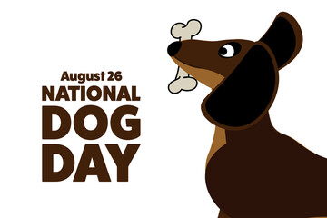 National Dog Day. August 26. Holiday concept. Template for background, banner, card, poster with text inscription. Vector EPS10 illustration.