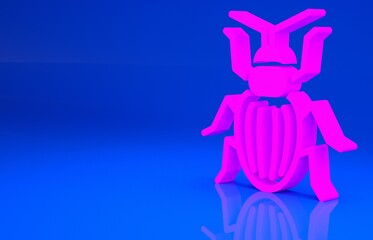 Pink Chafer beetle icon isolated on blue background. Minimalism concept. 3d illustration. 3D render..