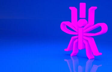 Obraz premium Pink Mosquito icon isolated on blue background. Minimalism concept. 3d illustration. 3D render..