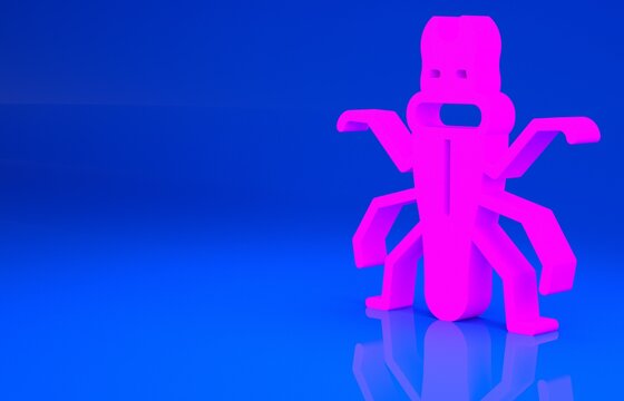Pink Termite icon isolated on blue background. Minimalism concept. 3d illustration. 3D render..
