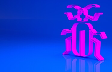 Pink Chafer beetle icon isolated on blue background. Minimalism concept. 3d illustration. 3D render..